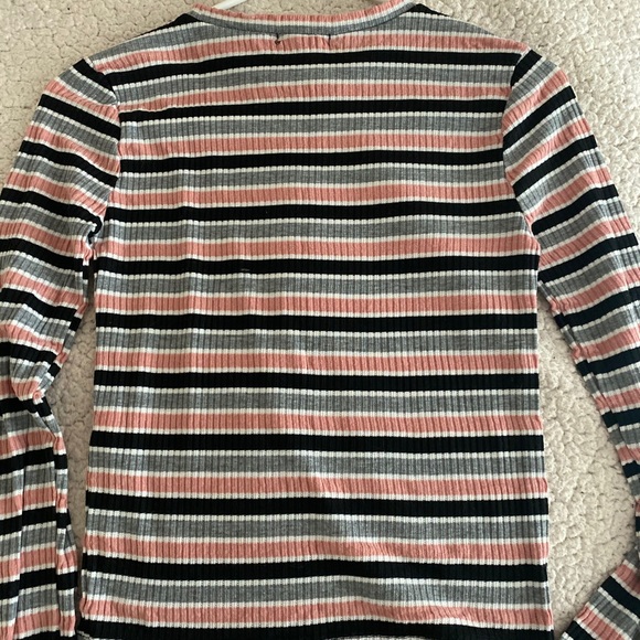 Pink, Grey and Black Striped Long Sleeve Top - Picture 4 of 6
